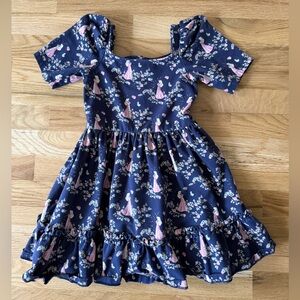 Girls Navy Floral Princess Print Dress